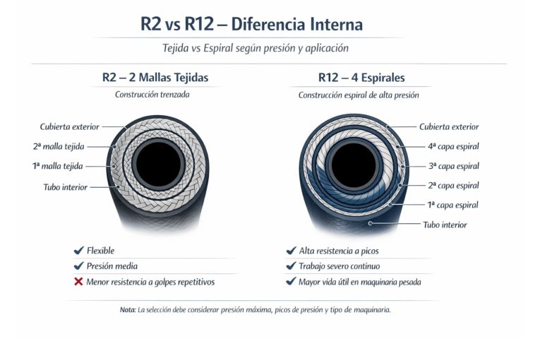 Cómo elegir la manguera hidráulica correcta según presión y aplicación