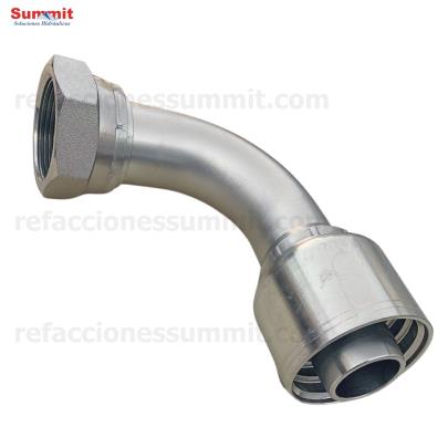 Conector Codo 90º Rosca Jic (Flare) 37° Hembra 1-1/4 Manguera 1-1/4 R1 y R2