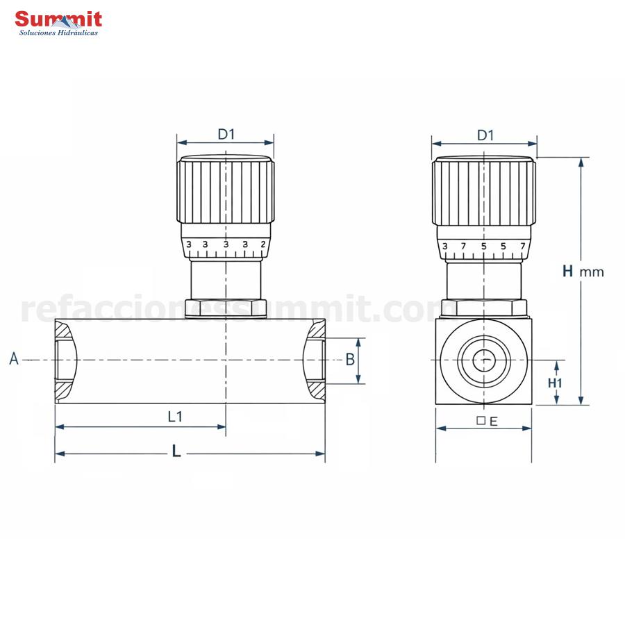 Válvula Reguladora de Flujo de Aguja 3/8" NPT